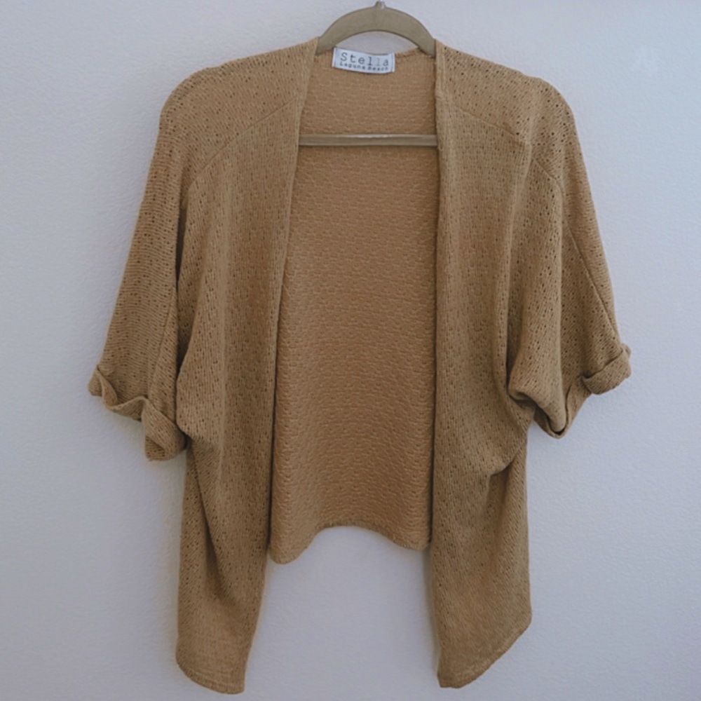 Tan open front cardigan size small